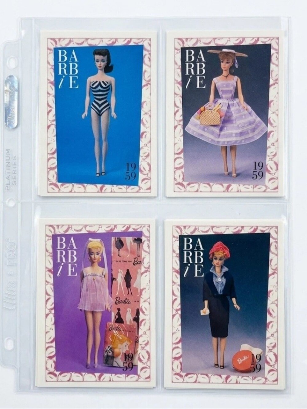 Vintage 1990 Mattel Barbie 215 Trading Card Collection in Binder